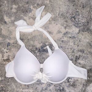White Bikini Top with Bow Detail
